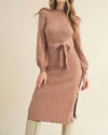 MERCI THE ANNABELLE MIDI LENGTH SWEATER DRESS IN TAUPE