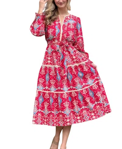 Merci The Camille Dress In Red In Pink