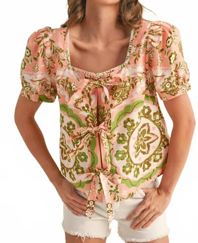 Merci The Melissa Top In Pink Medallion In Multi