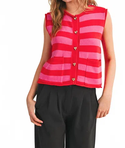 Merci The Molly Vest Top In Red / Pink