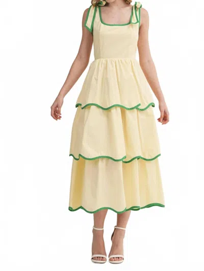 Merci Through The Fields Midi Dress In Lemon Cream In Yellow