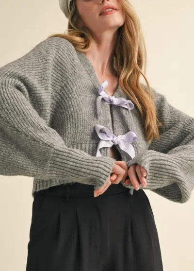 Merci Tie Front Cardigan In Grey