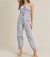 Merci Tie Front Jumpsuit In Periwinkle Blue