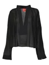 Merci Loose-fit Black Blouse With Deep V-neckline And Wide Placket In Black