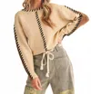 Merci Whip Stitch Two-tone Sweater In Taupe Brown In Brown