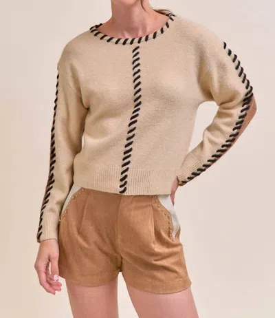 Merci Whip Stitch Two-tone Sweater In Taupe Brown In Multi