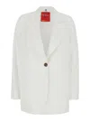 Merci White Jacket With Classic Lapels And Welt Pocket On The Chest