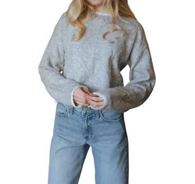 Merci White Trim Sweater In Gray In Grey