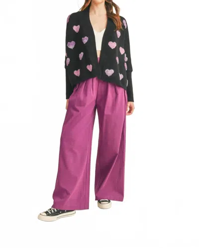 Merci Wide Leg Pleated Pants In Boysenberry In Pink