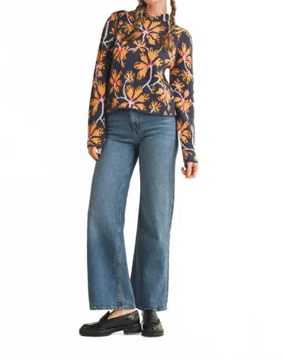 Merci Wild Bloom Sweater In Navy Floral In Multi