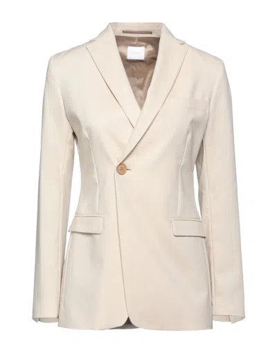 Merci .., Woman Blazer Beige Size 8 Cotton, Nylon, Elastane