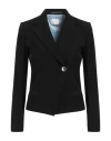 Merci .., Woman Blazer Black Size 2 Viscose, Linen
