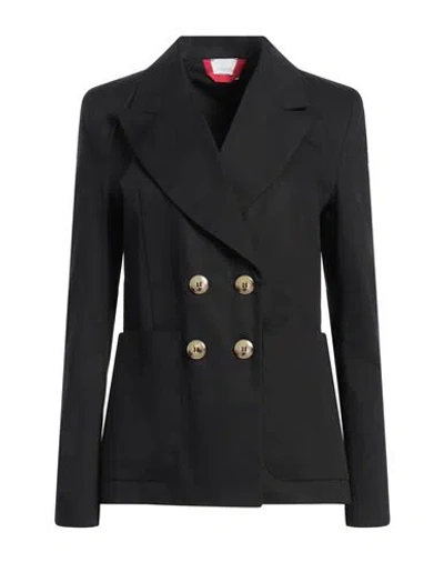 Merci .., Woman Blazer Black Size 6 Cotton, Elastane In Black