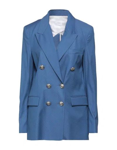 Merci .., Woman Blazer Blue Size 6 Cotton, Rayon, Elastane