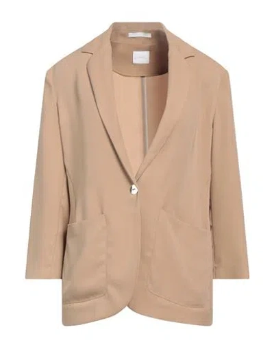 Merci .., Woman Blazer Camel Size 6 Polyester, Viscose In Beige