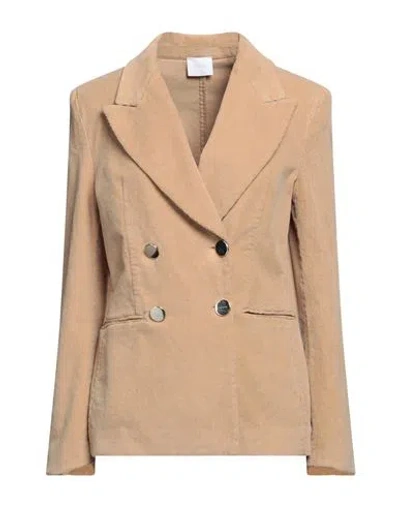 Merci .., Woman Blazer Camel Size 8 Cotton, Elastane In Beige