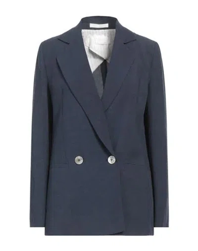 Merci .., Woman Blazer Midnight Blue Size 6 Viscose, Linen