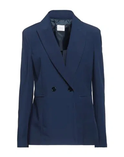 Merci .., Woman Blazer Navy Size 10 Polyester, Elastane In Navy Blue