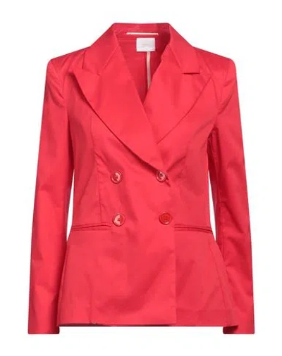 Merci .., Woman Blazer Red Size 10 Cotton, Nylon, Elastane