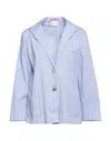 Merci .., Woman Blazer Sky Blue Size Xs Cotton, Polyamide, Elastane
