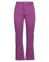 Merci .., Woman Denim Pants Mauve Size 4 Cotton, Elastane In Purple