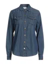 Merci .., Woman Denim Shirt Blue Size Xs Cotton In Blue
