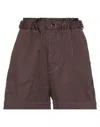 Merci .., Woman Denim Shorts Dark Brown Size 8 Cotton, Elastane