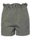 Merci .., Woman Denim Shorts Military Green Size 6 Cotton, Elastane In Green