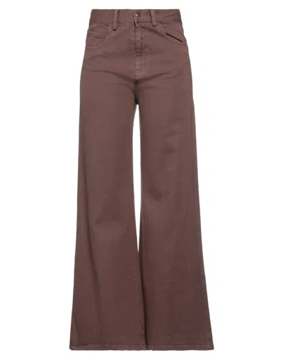 Merci .., Woman Jeans Brown Size 6 Cotton, Elastane