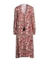 Merci .., Woman Midi Dress Brick Size 6 Viscose In Red