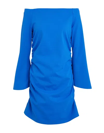 Merci .., Woman Mini Dress Bright Blue Size 2 Cotton, Nylon, Elastane