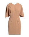 Merci .., Woman Mini Dress Camel Size 8 Polyester, Elastane In Beige