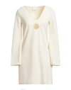 Merci .., Woman Mini Dress Ivory Size M Polyester, Elastane In White