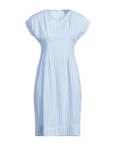 Merci .., Woman Mini Dress Light Blue Size 4 Viscose, Linen