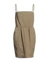 Merci .., Woman Mini Dress Military Green Size 10 Cotton, Elastane