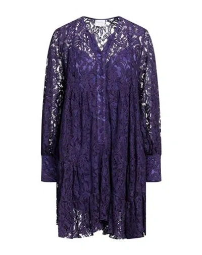 Merci .., Woman Mini Dress Purple Size S Viscose, Cotton, Polyamide