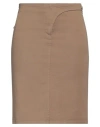 Merci .., Woman Mini Skirt Camel Size 10 Polyester, Elastane In Beige