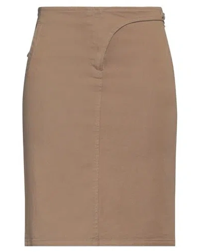 Merci .., Woman Mini Skirt Camel Size 10 Polyester, Elastane In Beige