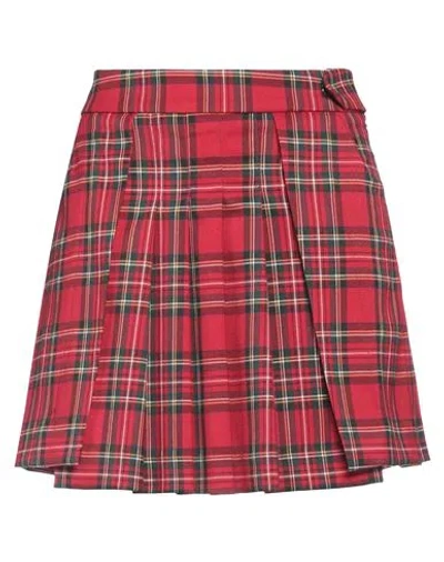 Merci .., Woman Mini Skirt Red Size 4 Polyester, Viscose, Elastane