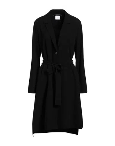 Merci .., Woman Overcoat & Trench Coat Black Size 10 Polyester, Elastane