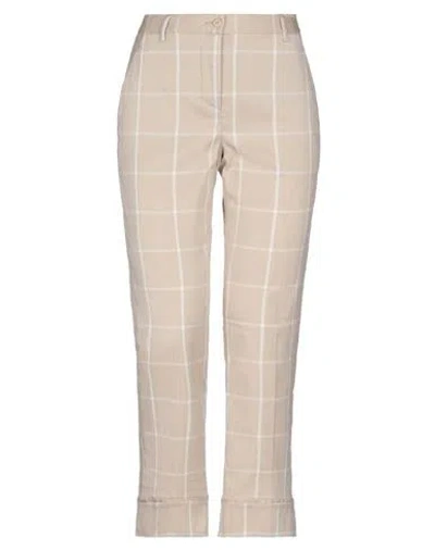 Merci .., Woman Pants Beige Size 4 Cotton, Polyamide, Elastane