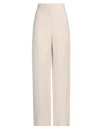 MERCI ..,MERCI WOMAN PANTS BEIGE SIZE 8 VISCOSE, LINEN