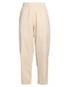 Merci .., Woman Pants Beige Size L Cotton, Nylon, Elastane