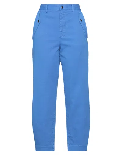 Merci .., Woman Pants Bright Blue Size 6 Cotton, Elastane