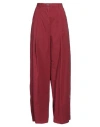 Merci .., Woman Pants Burgundy Size 6 Cotton, Elastane In Red
