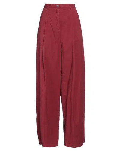 Merci .., Woman Pants Burgundy Size 6 Cotton, Elastane In Red