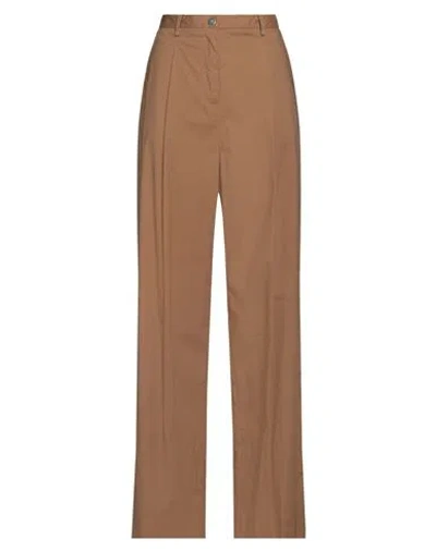 MERCI ..,MERCI WOMAN PANTS CAMEL SIZE 10 COTTON, ELASTANE