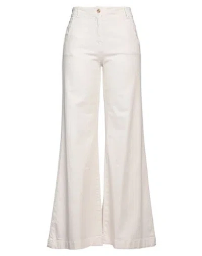 MERCI ..,MERCI WOMAN PANTS IVORY SIZE 10 POLYESTER, ELASTANE