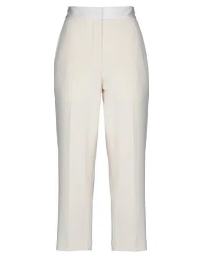 Merci .., Woman Pants Ivory Size 8 Polyester, Elastane