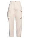 Merci .., Woman Pants Ivory Size M Cotton, Elastane In White